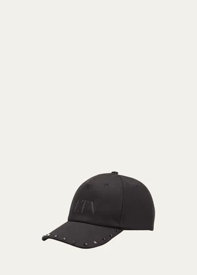 Valentino Garavani Men's Studded Vltn-logo Baseball Hat In Black