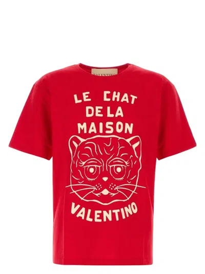 VALENTINO MEN'S T-SHIRT WITH LE CHAT DE LA MAISON PRINT