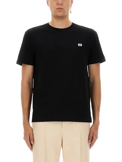 Valentino Men T-shirt With Signature Vlogo In Black