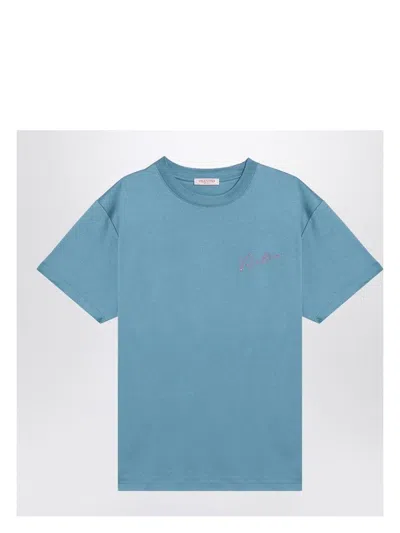 Valentino Light Blue T-shirt With Vlogo Signature Print