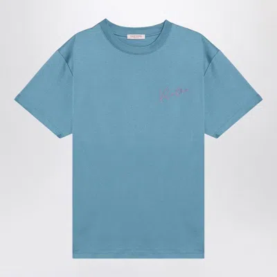 Valentino Light Blue T-shirt With Vlogo Signature Print