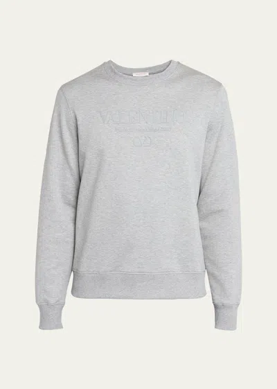 Valentino Men's Terry Heat Transfer Logo Sweatshirt In Gray