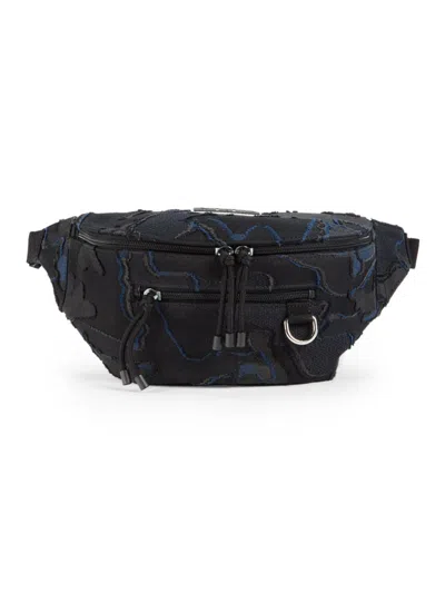 Valentino Garavani Men's Textured Belt Bag In Nero Marine