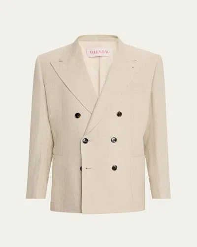 Valentino Men's Textured Wide-peak Sport Coat In Brown