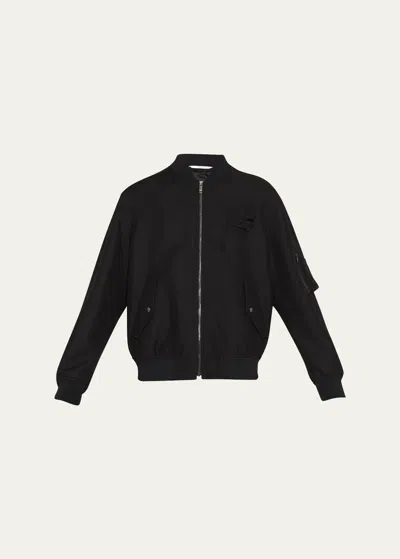 Valentino Men's Tonal Flower-embroidered Blouson Jacket In Black