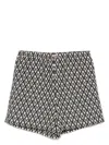 Valentino Bermuda Shorts In Cotton Poplin With All Over Toute La V Print In Blue