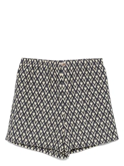 VALENTINO MEN'S TOUTE LA V LINEN SHORTS