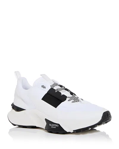 Valentino Garavani Two-tone Fabric And Mesh True Act Sneakers In White