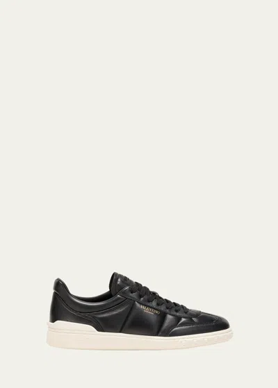 Valentino Garavani Men's Upvillage Leather Low-top Sneakers In Black