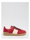Valentino Garavani Upvillage Low Top Trainer In Split Leather And Calfskin Nappa Leather In Red