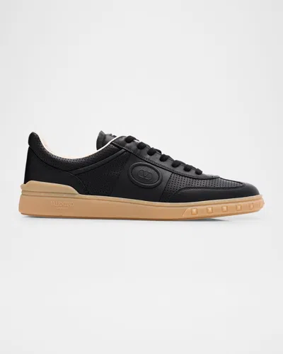 VALENTINO GARAVANI MEN'S UPVILLAGE PERFORATED NAPA LEATHER LOW-TOP SNEAKERS