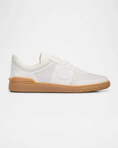 VALENTINO GARAVANI MEN'S UPVILLAGE PERFORATED NAPA LEATHER LOW-TOP SNEAKERS