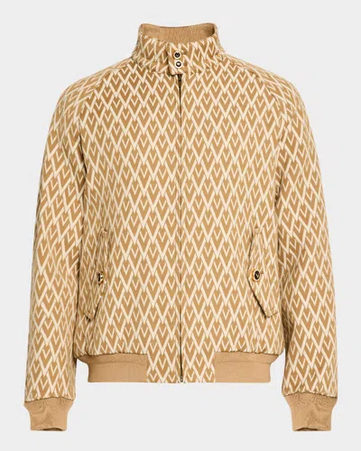 VALENTINO MEN'S V JACQUARD WOOL HARRINGTON JACKET