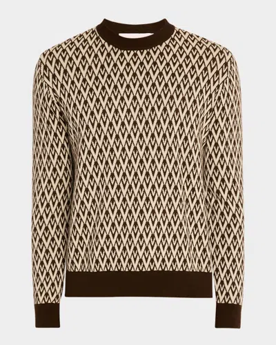 VALENTINO MEN'S V JACQUARD WOOL SWEATER