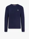 Valentino Shetland Wool Crewneck Jumper With Vlogo Embroidery In Blue