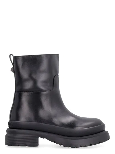 VALENTINO GARAVANI MEN'S VALENTINO GARAVANI - ROMAN STUD LEATHER BIKER BOOTS