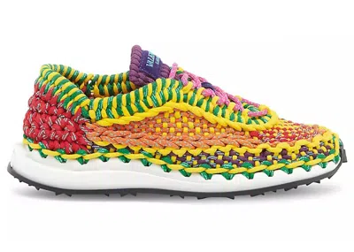 Pre-owned Valentino Garavani Men's  Crochet Knit Sneaker Sneakers In Green/yellow/orange In Multi