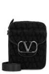 Valentino Stylish Black Canvas Crossbody Handbag For Men In Black