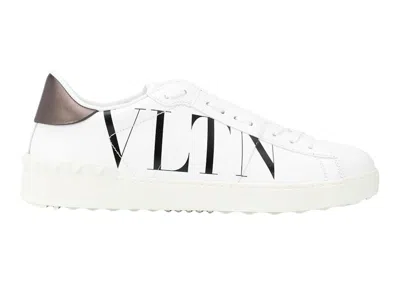 Pre-owned Valentino Garavani Men's  Open Vltn Logo Sneakers In White/black/bronze In Multi