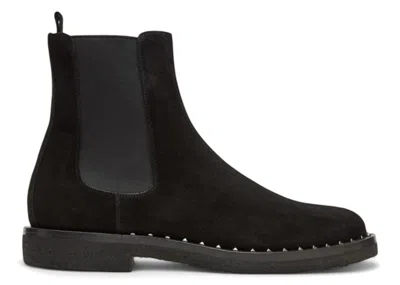Pre-owned Valentino Garavani Men's  Suede Soul Rockstud Chelsea Boots Sneakers In Black