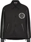 Valentino Track Jacket With Leather Sleeves And Patches In Nero