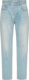 Valentino Vlogo Signature Embossed Tapered Jeans In Light Blue