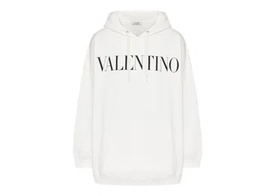 Pre-owned Valentino Men's  Logo Oversized Hoodie In White/black