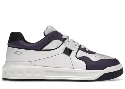 Pre-owned Valentino Garavani Men's Valentino One Stud Lowtop Sneakers In White/purple/black