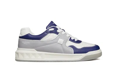 Pre-owned Valentino Garavani Men's Valentino One Stud Xl Pastel Sneakers In White/grey/blue In Multi