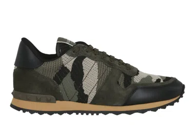 Pre-owned Valentino Garavani Men's Valentino Rockrunner Camouflage Sneakers In Army Green