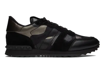 Pre-owned Valentino Garavani Men's Valentino Rockrunner Metalic Camo Sneakers In Black