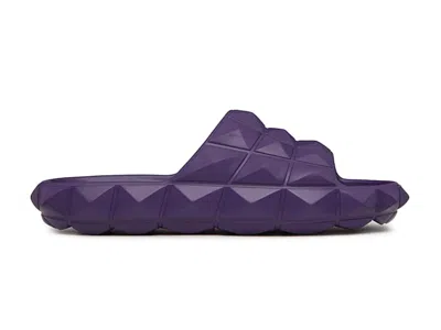 Pre-owned Valentino Garavani Men's Valentino Roman Stud Turtle Slide Sandal Sneakers In Purple