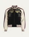 Valentino Sequin And Bead-embellished Velvet Bomber Jacket In Black