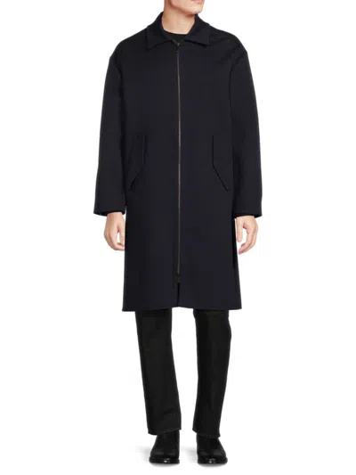 Valentino Men's Virgin Wool Blend Longline Coat In Navy