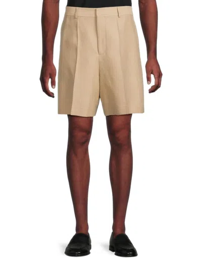 Valentino Wool Trousers With Pleated Front And Cuffed Hem In Beige