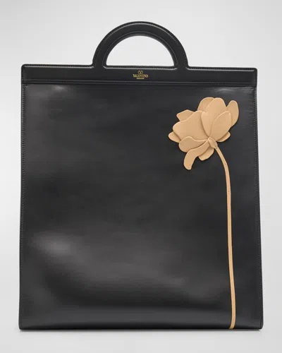 Valentino Garavani Men's Vitello Brenda Ric Leather Tote Bag In Black Multi