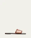 Valentino Garavani Viva Superstar Slide Sandal In Canvas Fabric And Nappa Leather In Black/tobacco