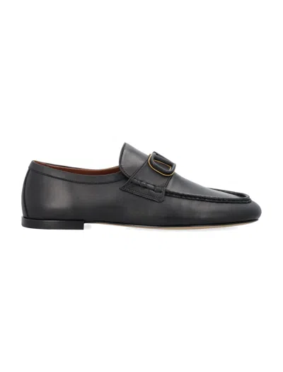 Valentino Garavani Men's Vlogo Calfskin Loafers In Black