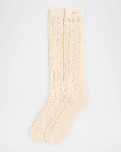 VALENTINO MEN'S VLOGO COTTON KNIT OVER-CALF SOCKS