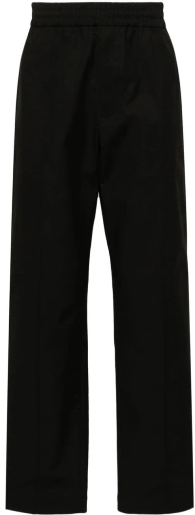 Valentino Vlogo Cotton Trousers In Black