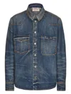 Valentino V-detail Denim Shirt In Blue