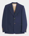 Valentino Garavani Single-breasted Virgin Wool Blazer With Mirror Lapels In Indigo