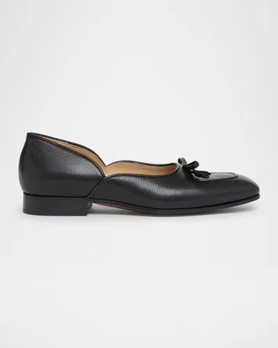 Valentino Garavani Men's Vlogo-heel Leather Flats In Black