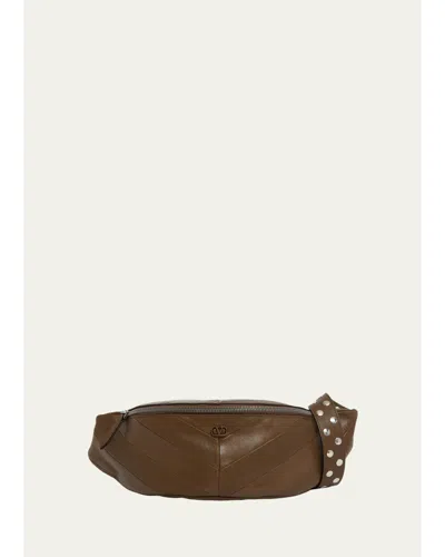 Valentino Garavani Men's Vlogo Leather Belt Bag In Tundra