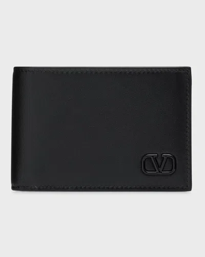 Valentino Garavani Men's Vlogo Leather Billfold Wallet In Black