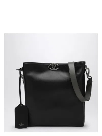 Valentino Garavani Vlogo Locker Leather Shoulder Bag In Black