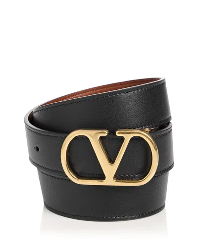Valentino Garavani Valentino Vlogo Signature Reversible Leather Belt In Black