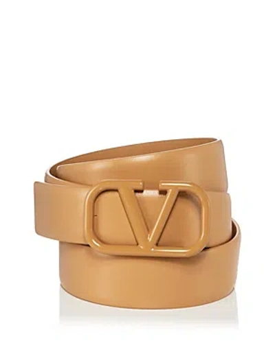 Valentino Garavani Men's Vlogo Signature Buckle Leather Belt In Cappuccino