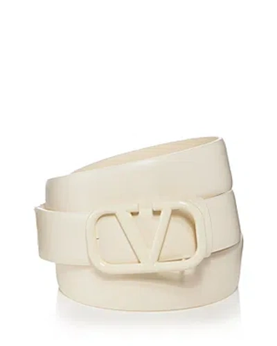 Valentino Garavani Men's Vlogo Signature Buckle Leather Belt In Ivory