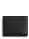 Valentino Garavani  Vlogo Signature Black Calfskin Cardholder In Black